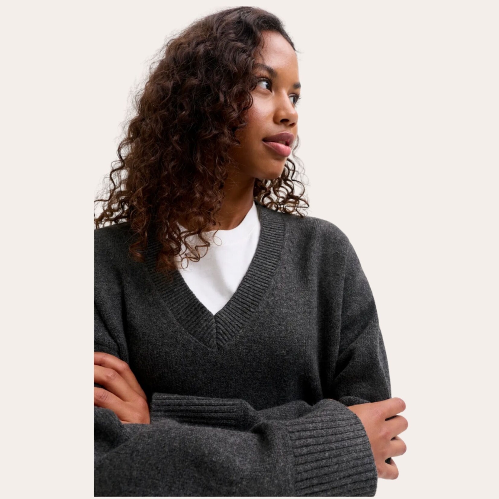JJXX Allegra V-Neck Sweater - Dark Grey