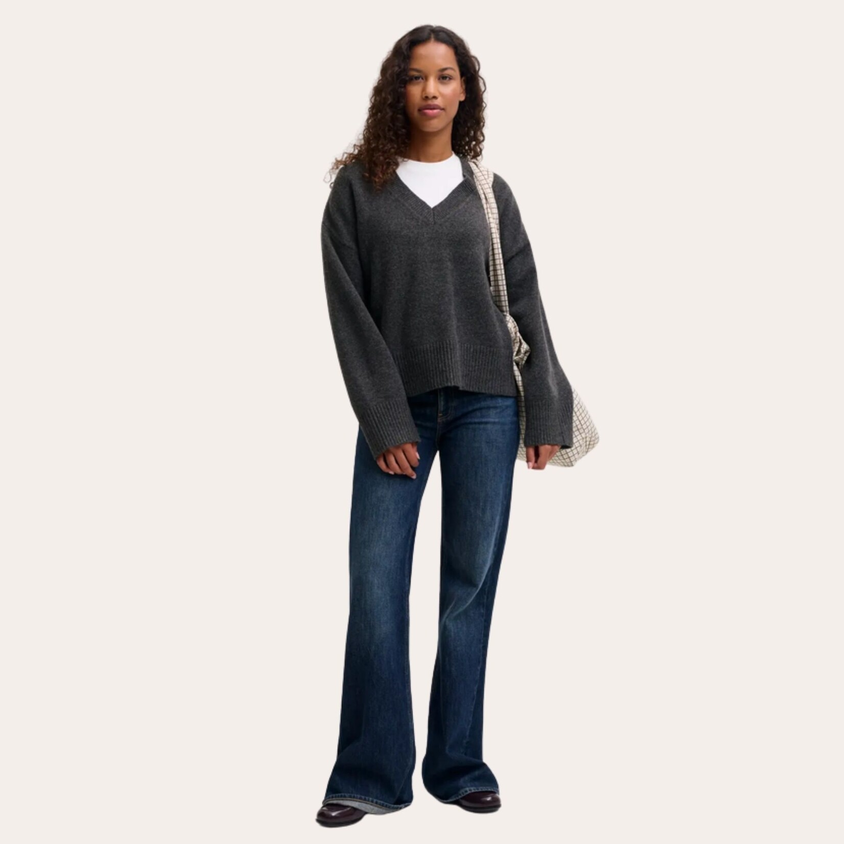 JJXX Allegra V-Neck Sweater - Dark Grey