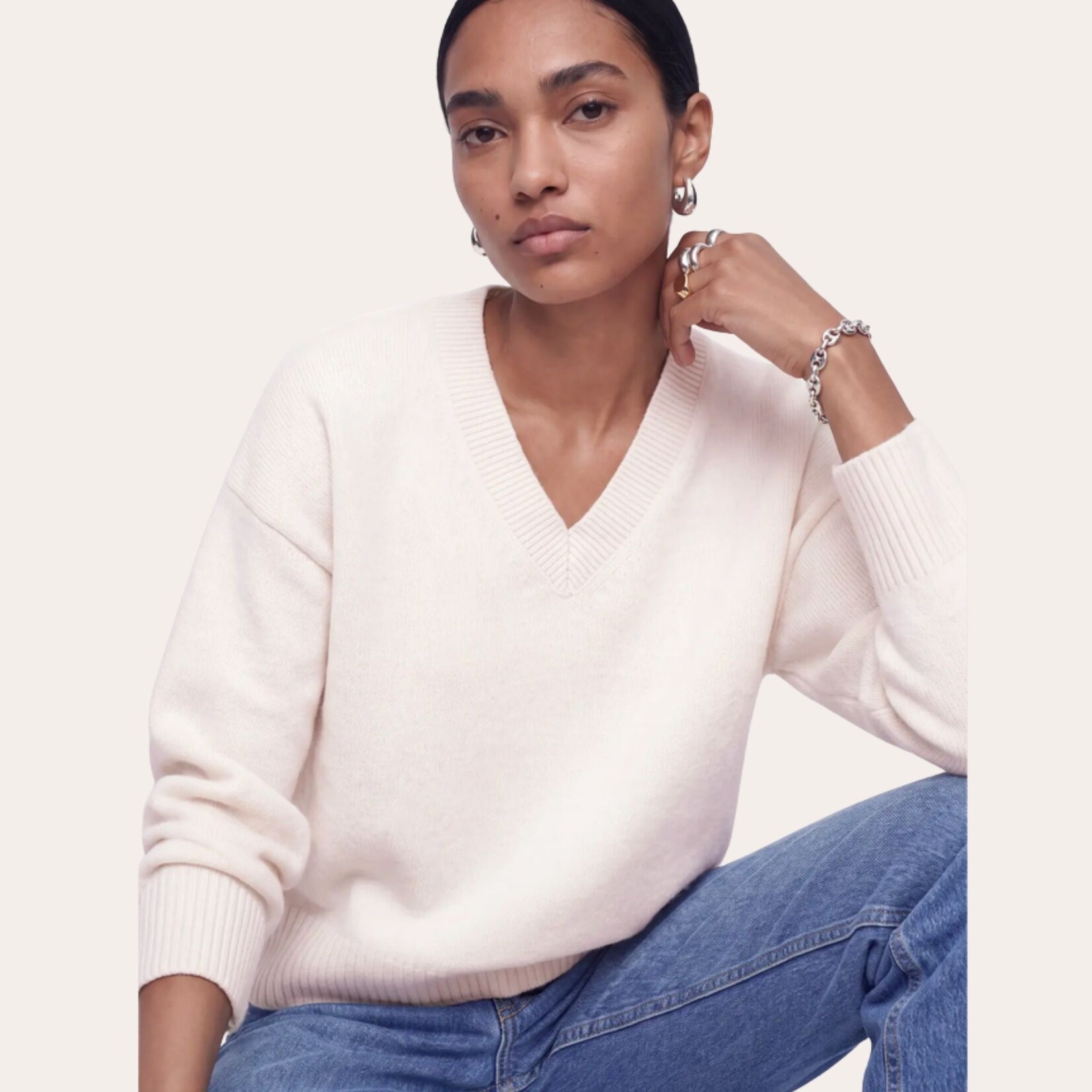 JJXX Allegra V-Neck Sweater - Cloud