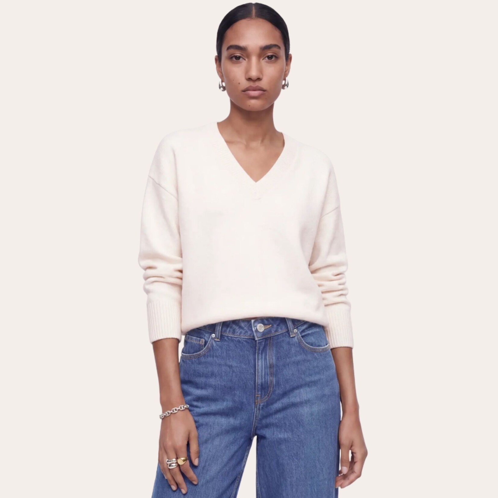 JJXX Allegra V-Neck Sweater - Cloud
