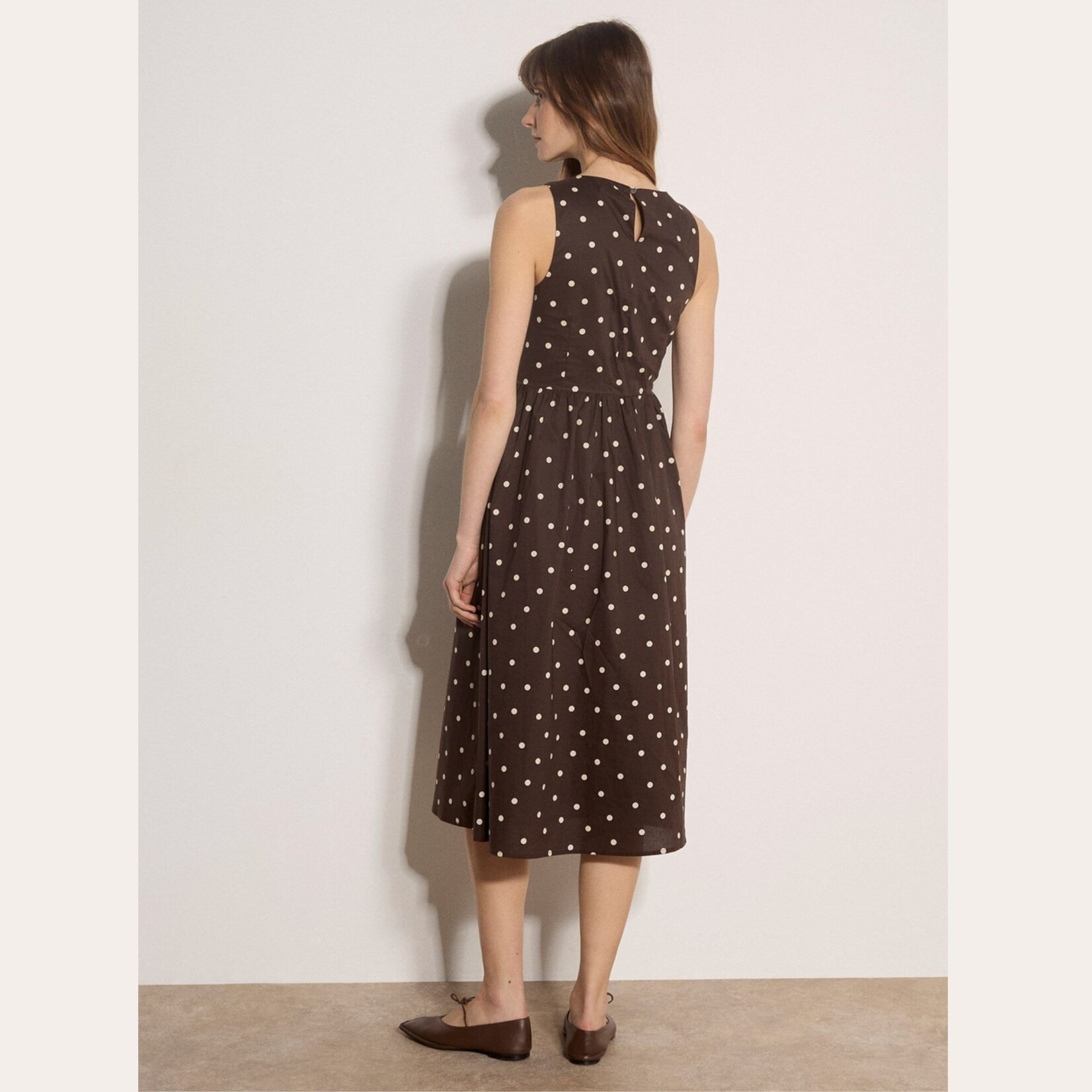 Apricot Odette Polka Dot Dress