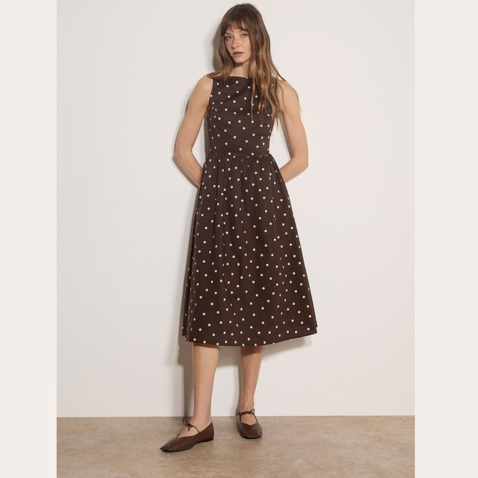 Apricot Odette Polka Dot Dress