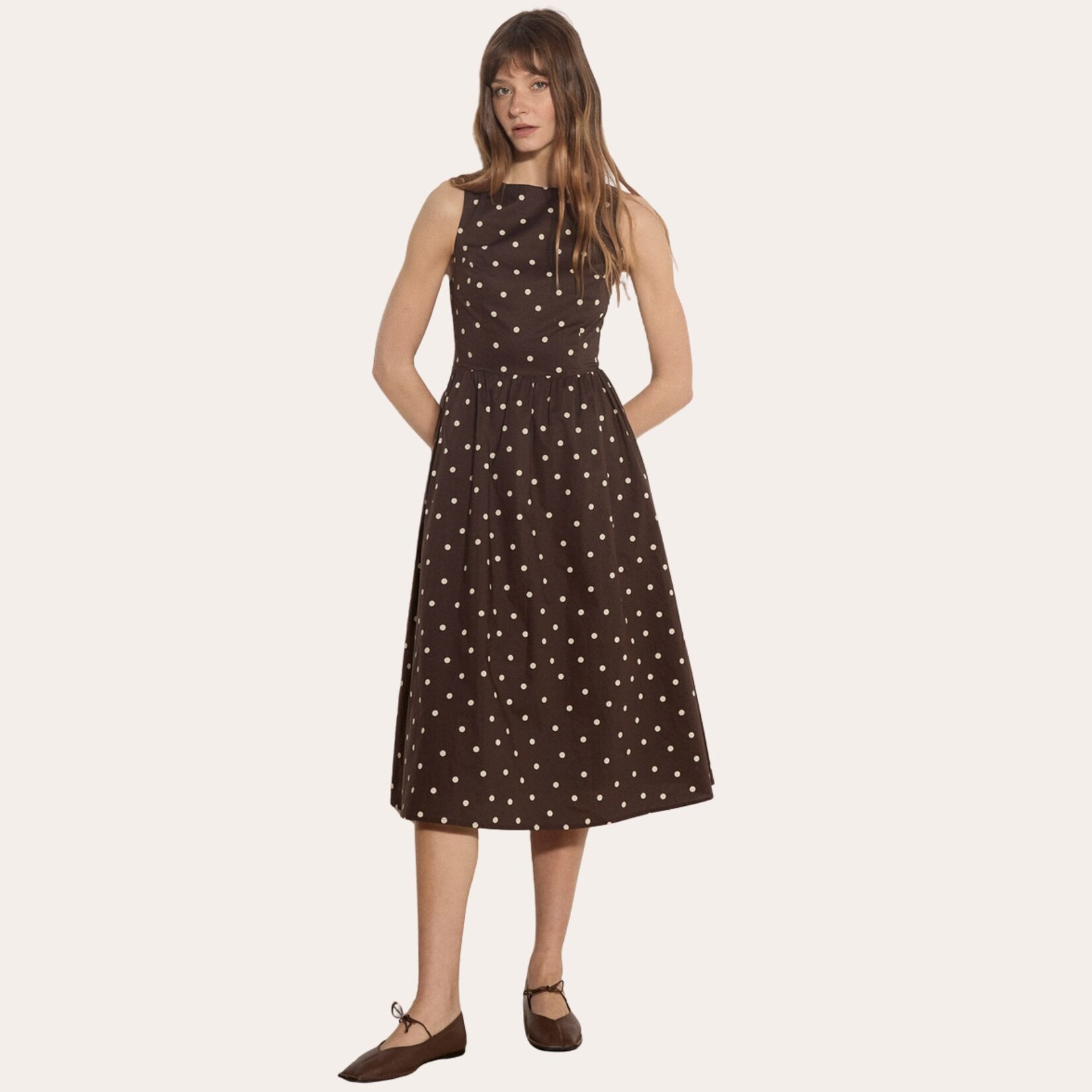Apricot Odette Polka Dot Dress