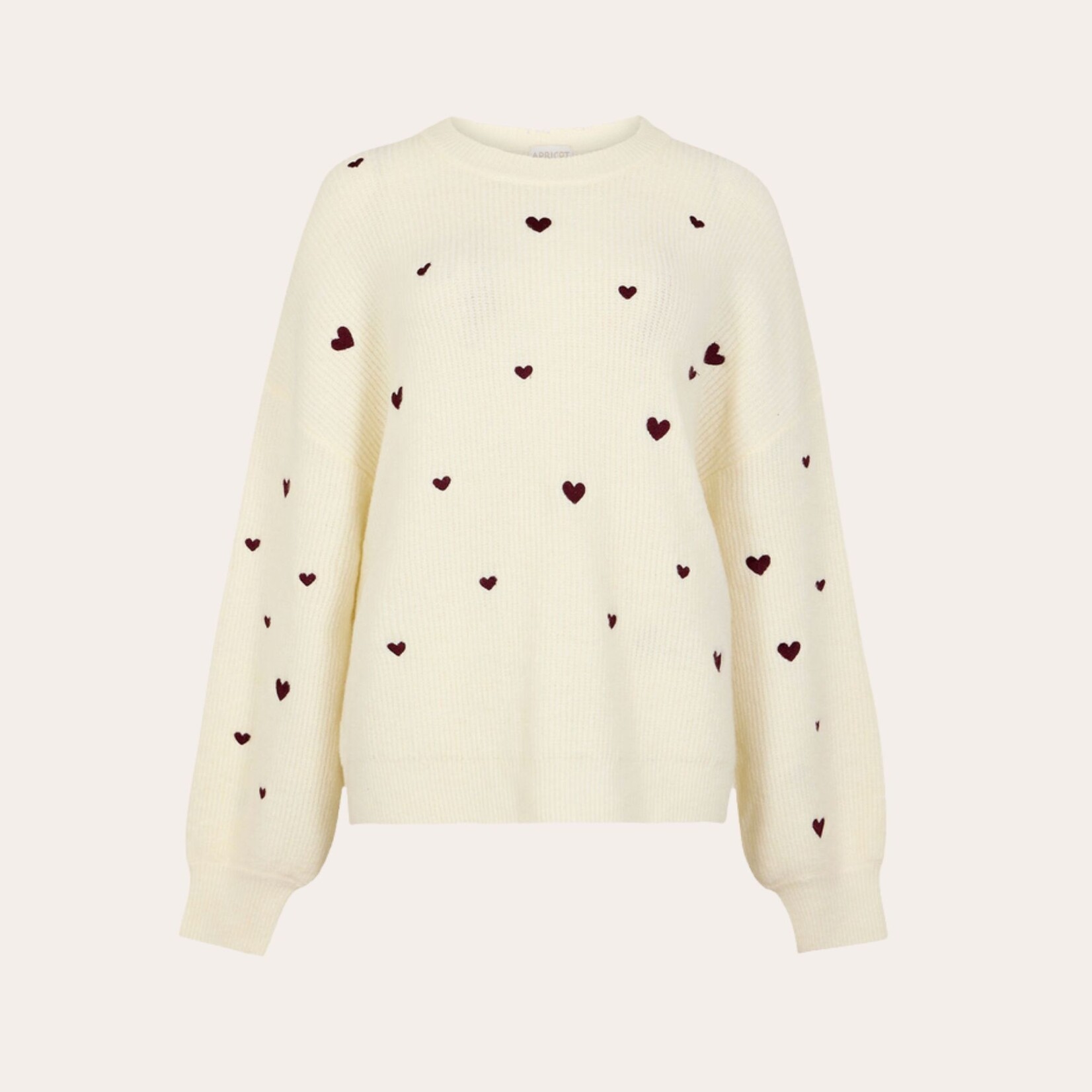 Apricot Kacey Embroidered Heart Knit
