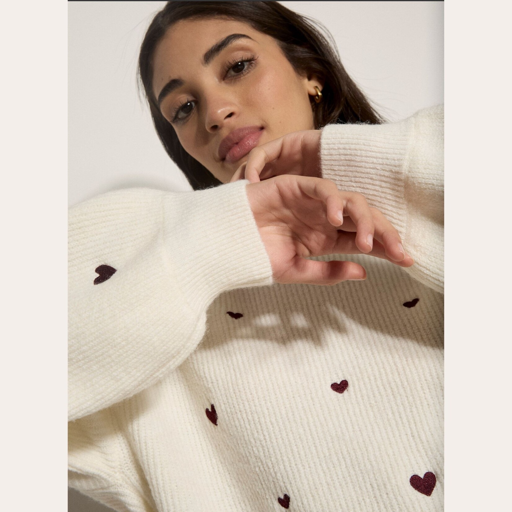 Apricot Kacey Embroidered Heart Knit