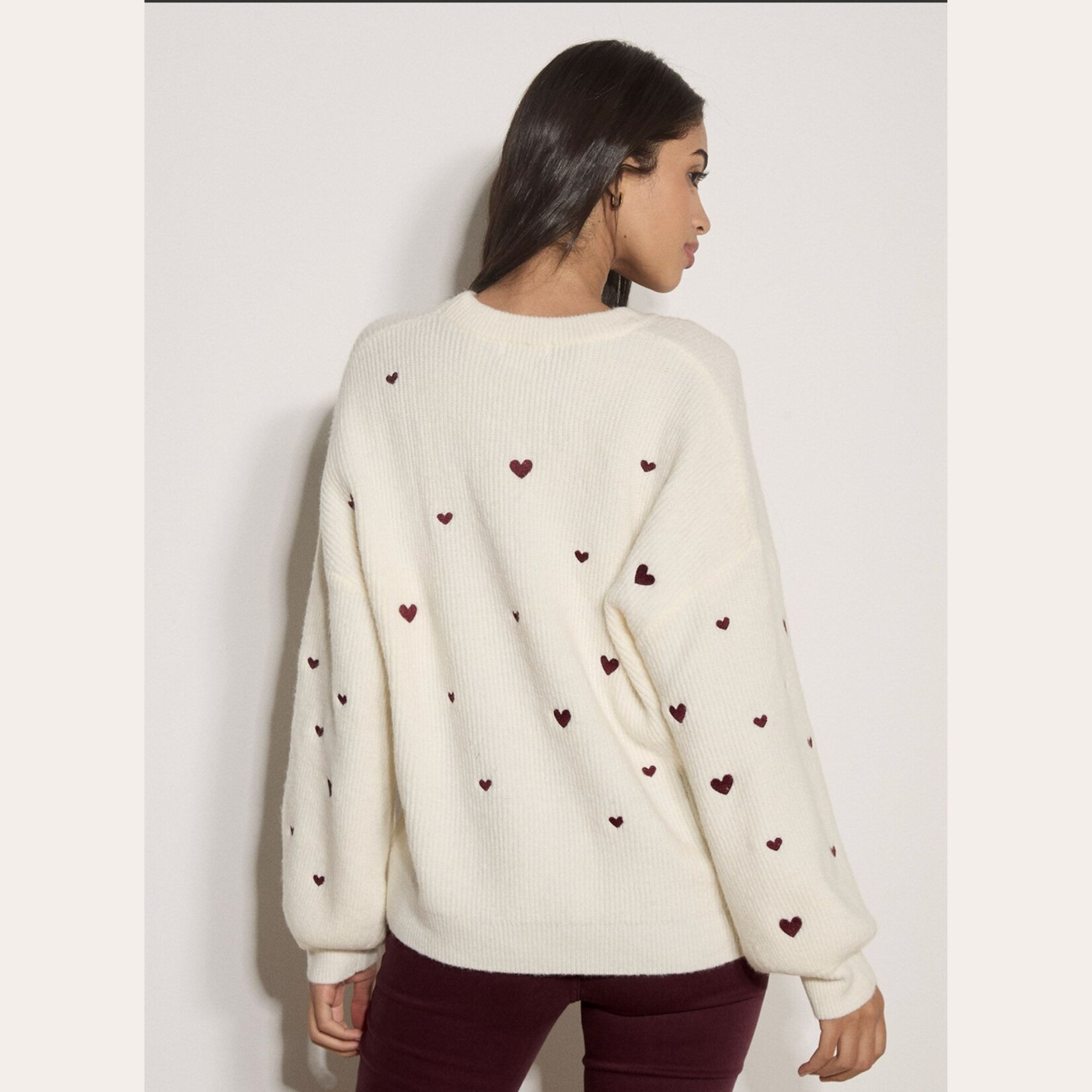 Apricot Kacey Embroidered Heart Knit
