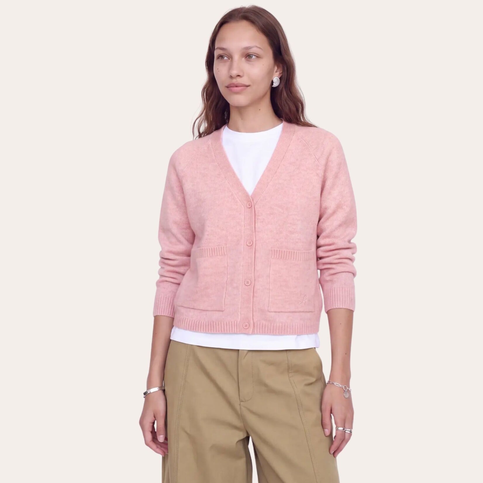 JJXX Ellis V-Neck Cardi - Pink Nectar