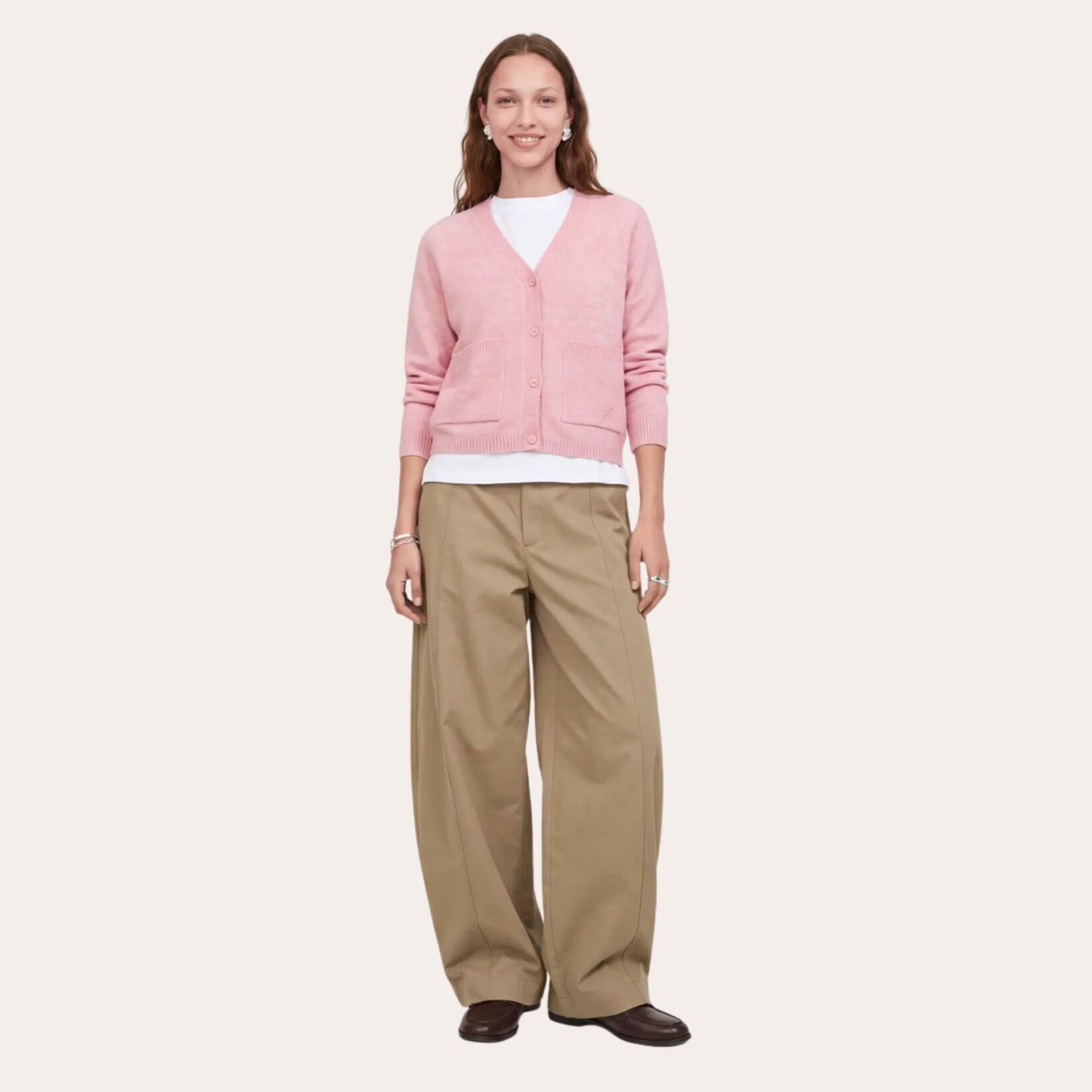 JJXX Ellis V-Neck Cardi - Pink Nectar