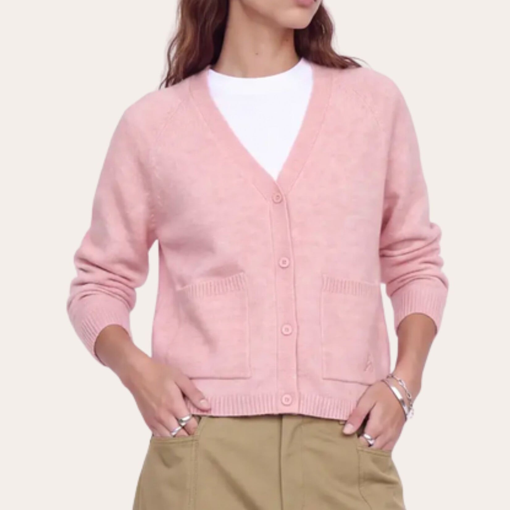 JJXX Ellis V-Neck Cardi - Pink Nectar