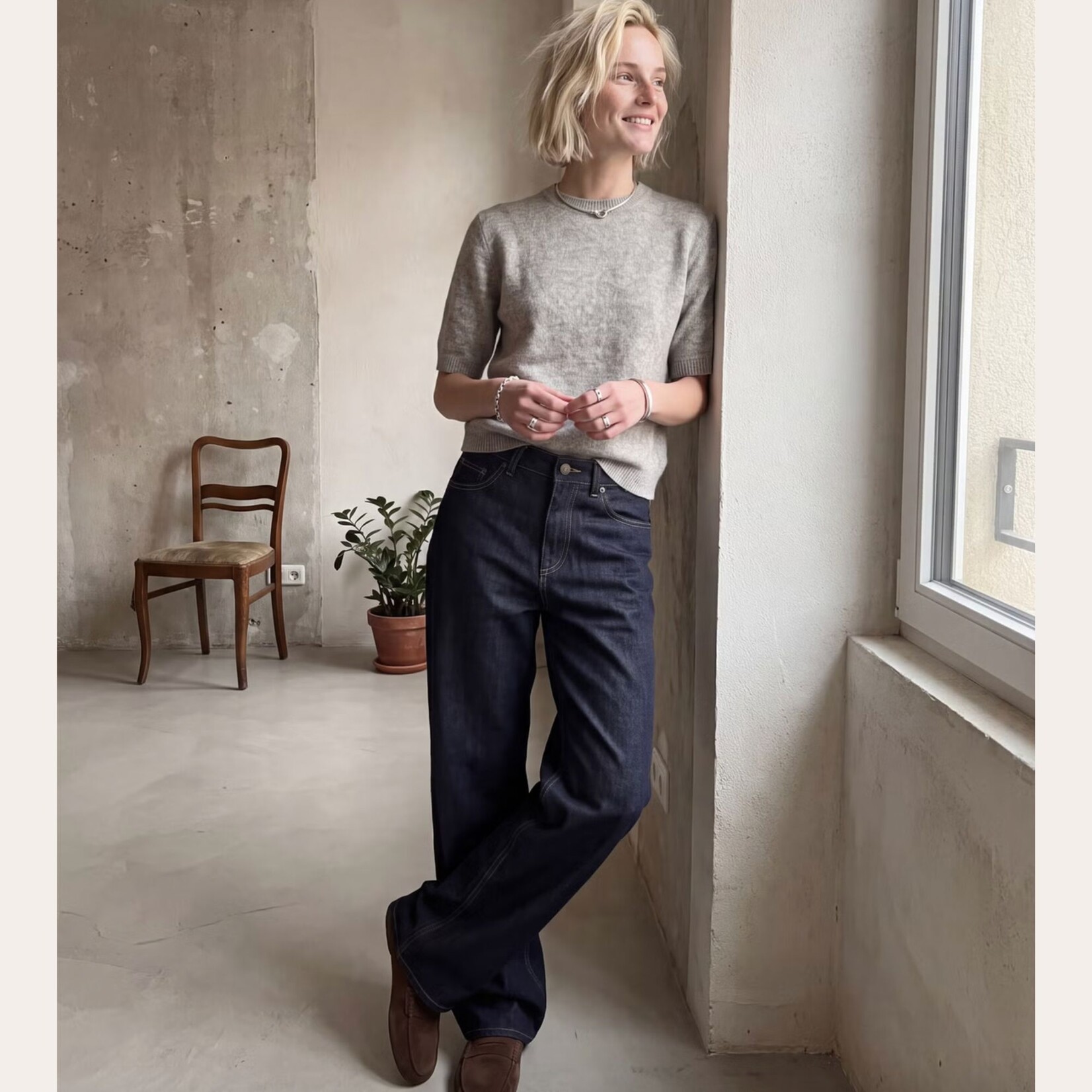 JJXX Dani Short Sleeve Knit - Lt Grey Melange
