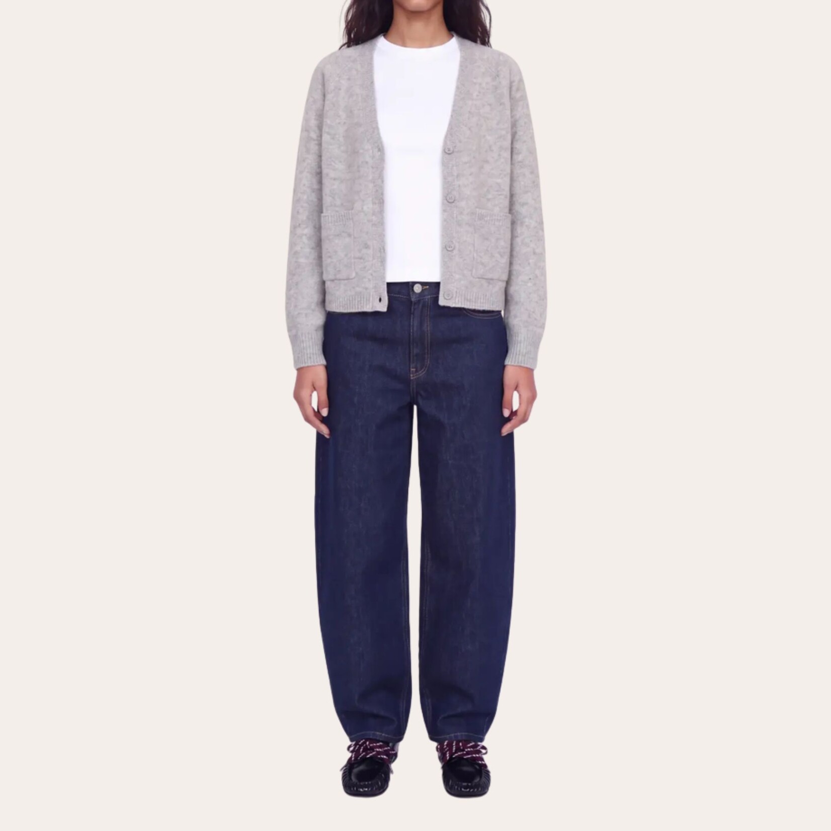 JJXX Ellis V-Neck Cardi - Lt Grey Melange