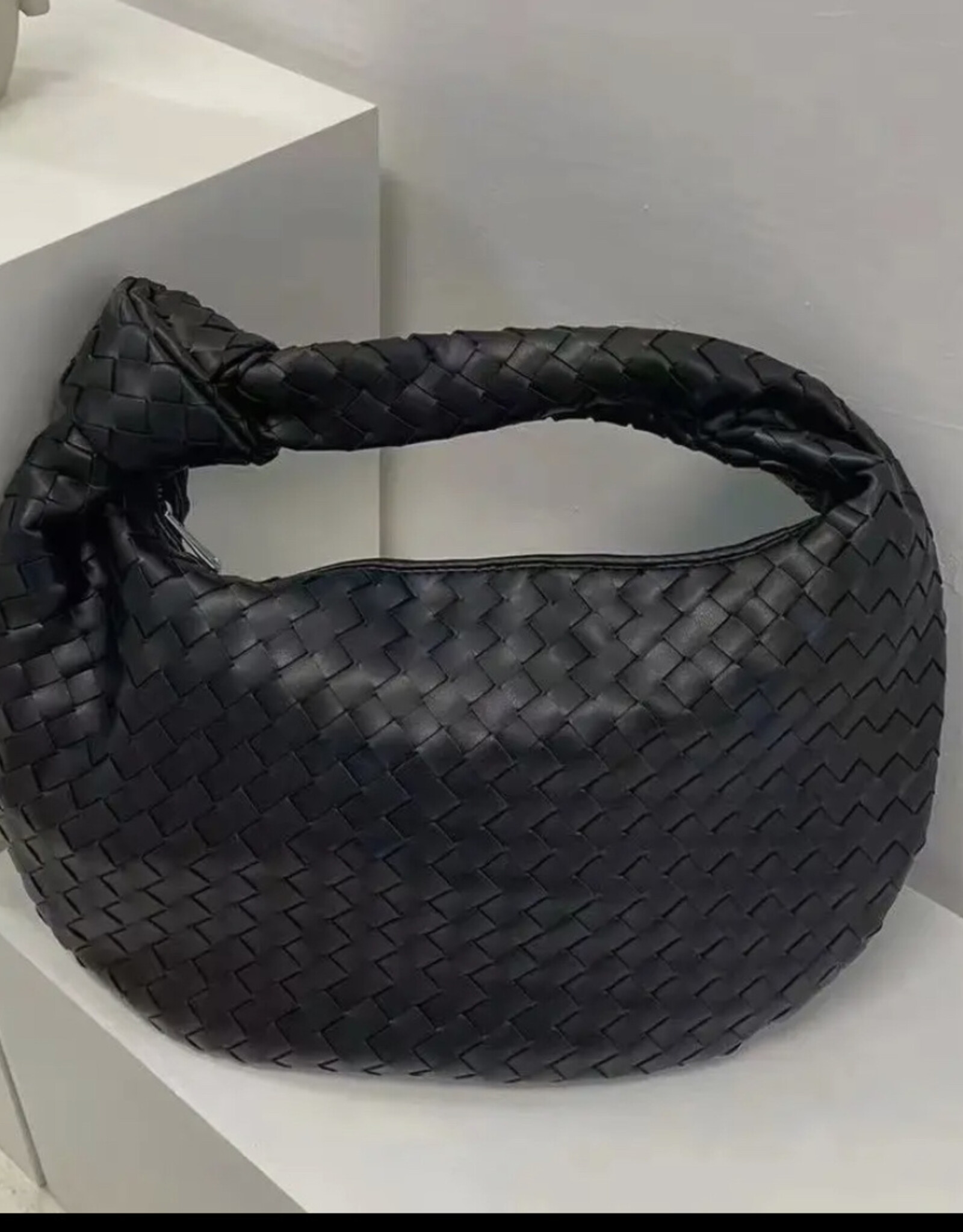 Woven Vegan  Leather Shoulder Bag