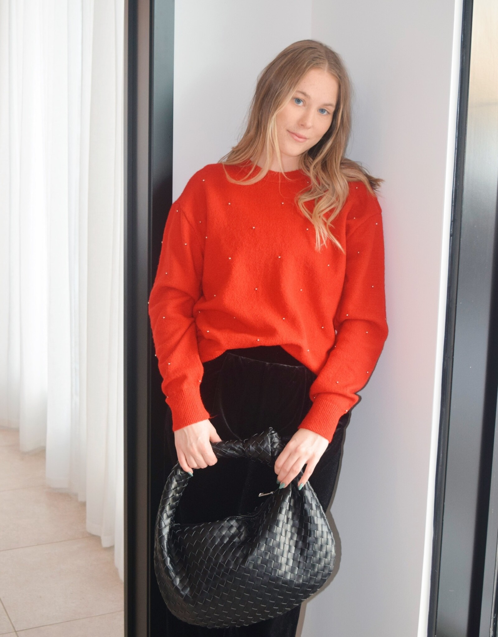 Woven Vegan  Leather Shoulder Bag