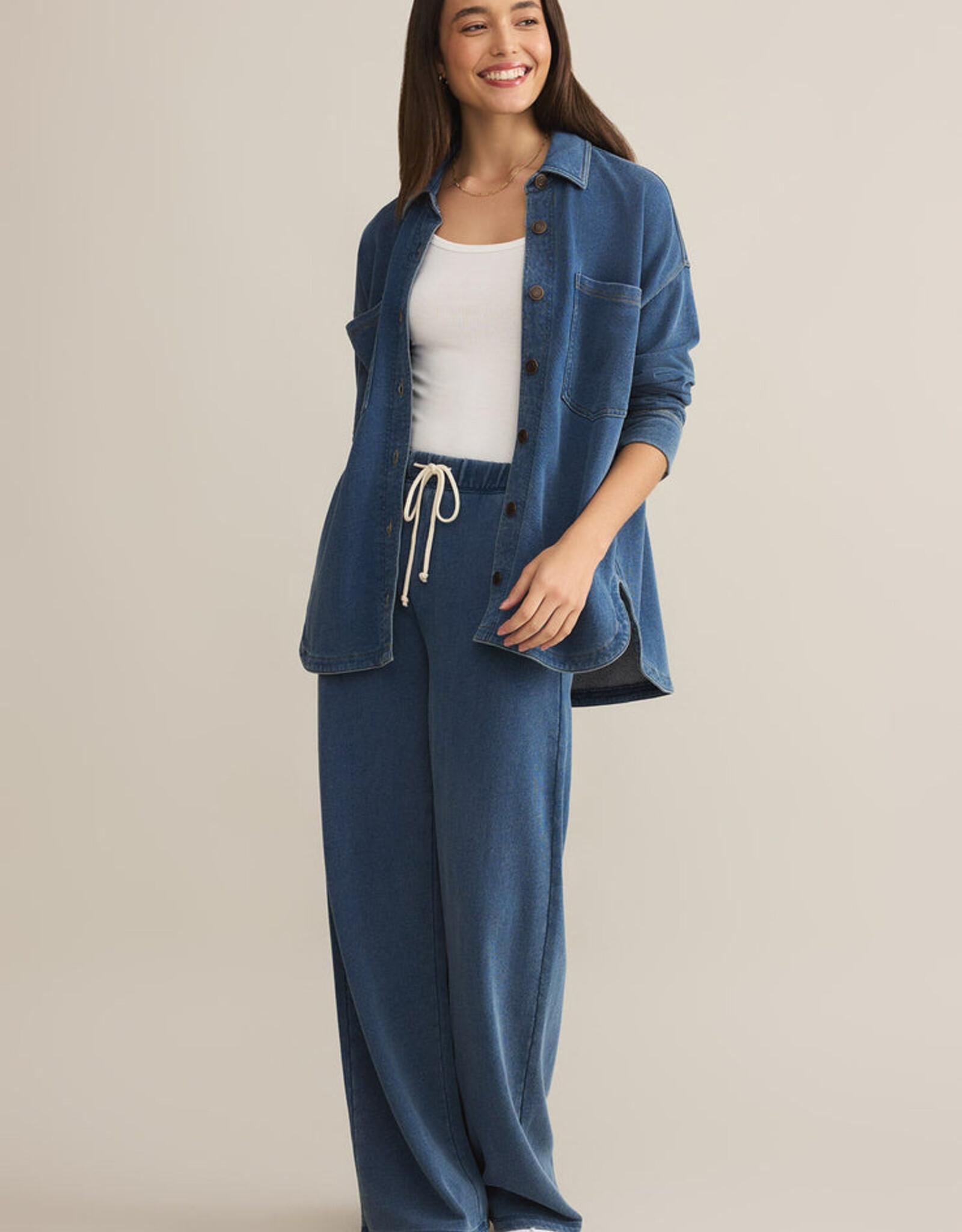 Z Supply All Day Knit Denim Vintage Indigo