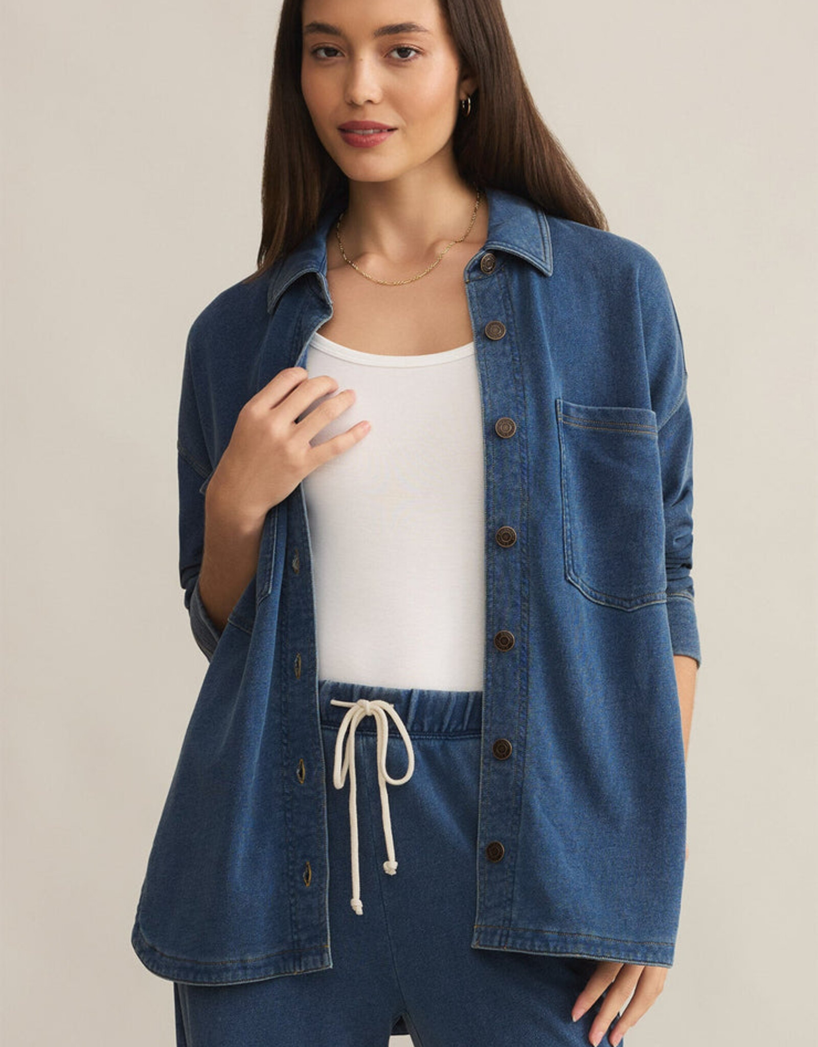 Z Supply All Day Knit Denim Vintage Indigo