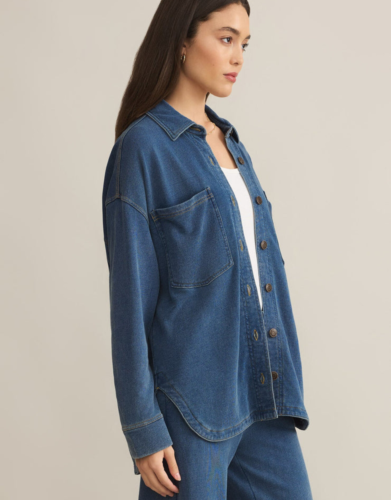 Z Supply All Day Knit Denim Vintage Indigo