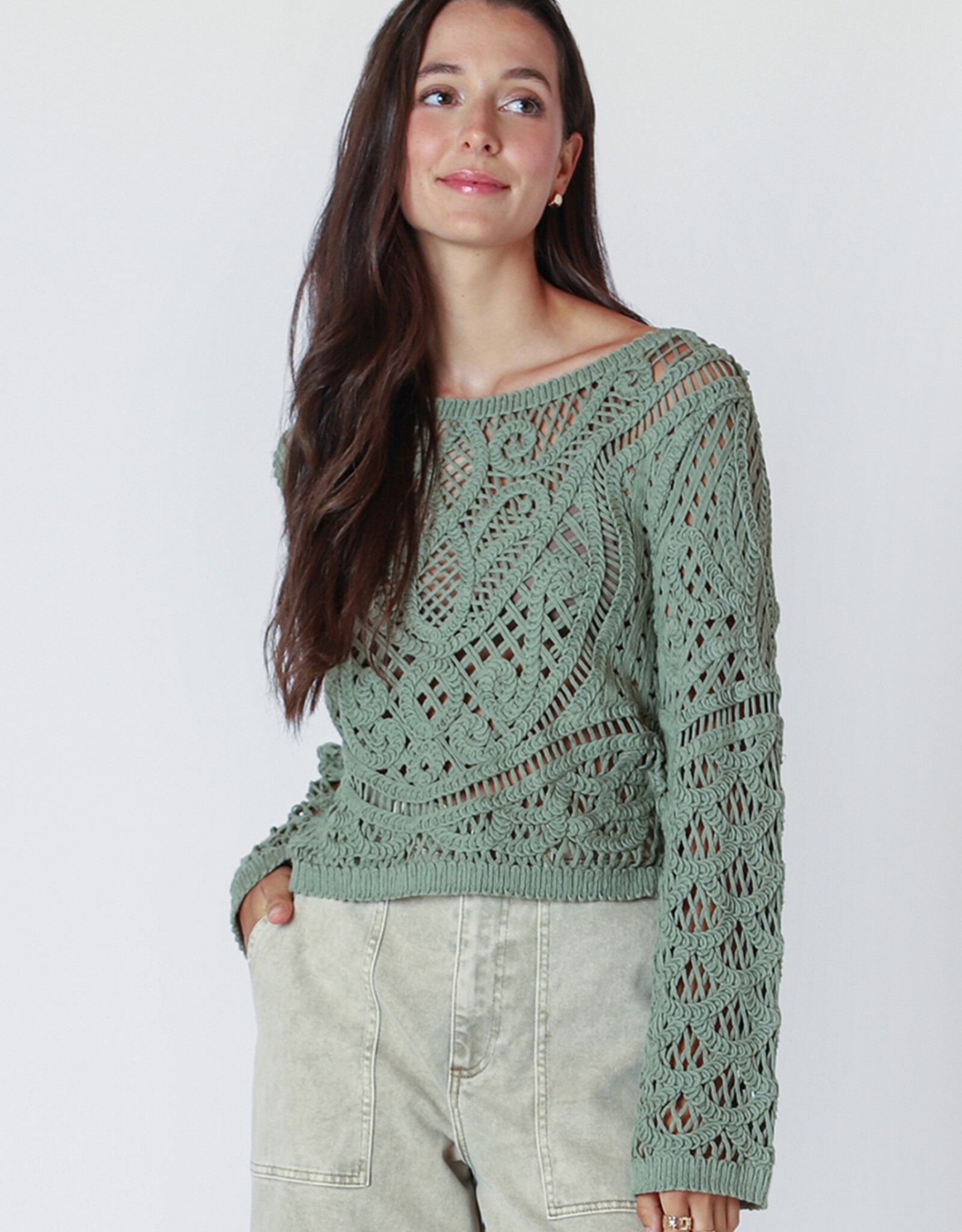 Dex Lindsey Button Back Crochet Top