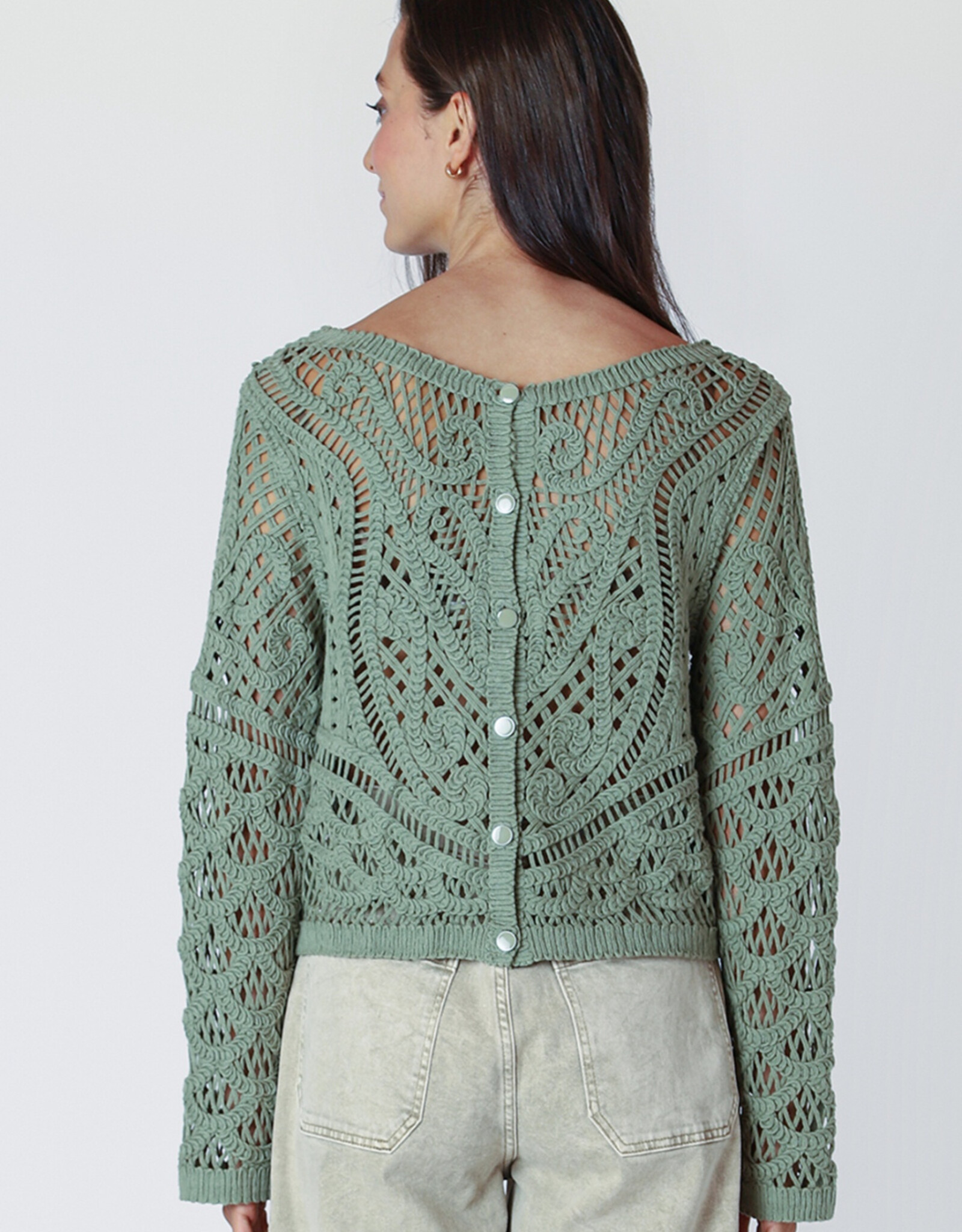 Dex Lindsey Button Back Crochet Top