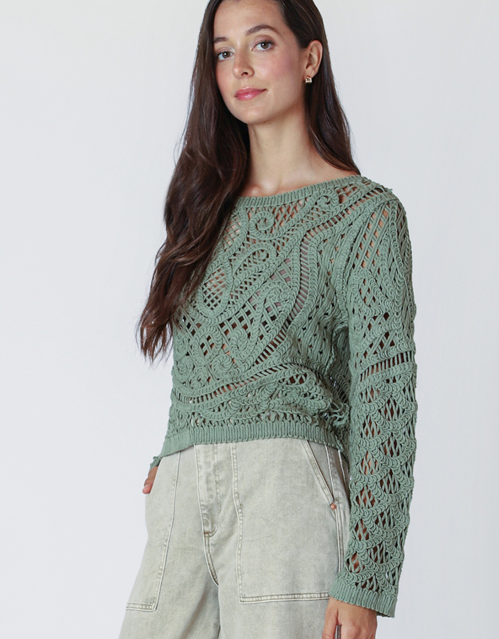 Dex Lindsey Button Back Crochet Top