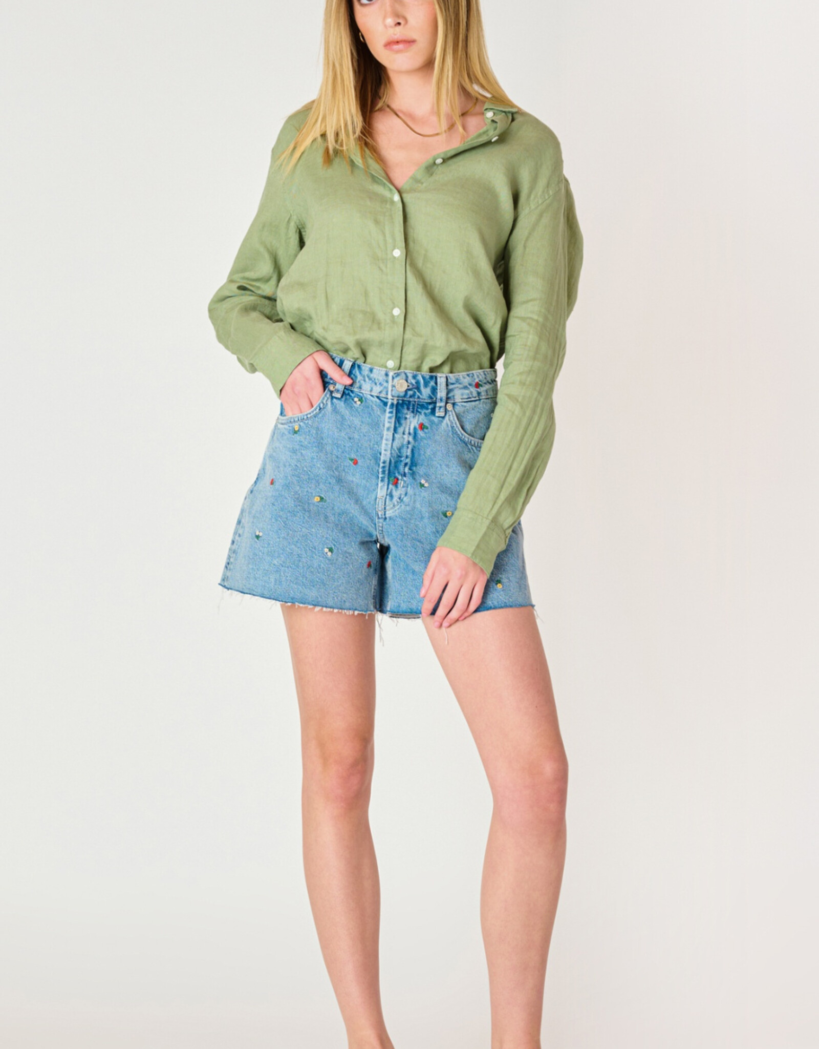 Dex Embroidered Denim Short