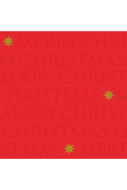 PPD MERRY CHRISTMAS EMBOSSED GUEST TOWEL - RED