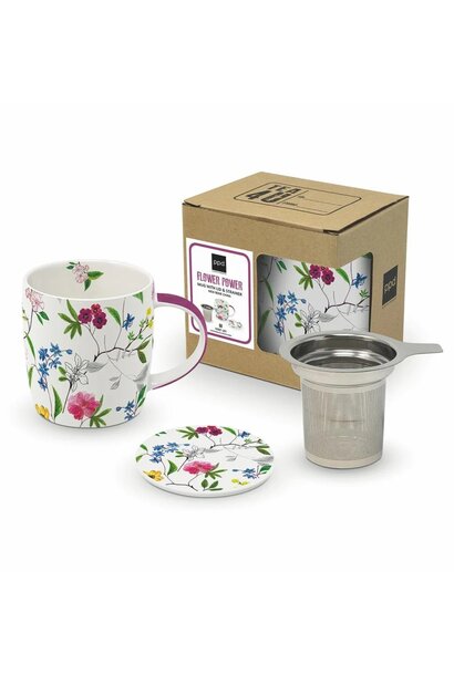 PPD FLOWER POWER MUG WITH LID AND STRAINER