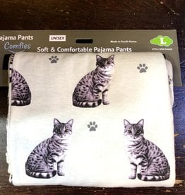 Apparel E & S Pets: Silver Tabby Cat Pajama Pants - Large