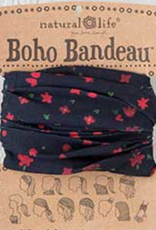 Womens Natural Life Boho Bandeau - Black Red Flowers BBW 142