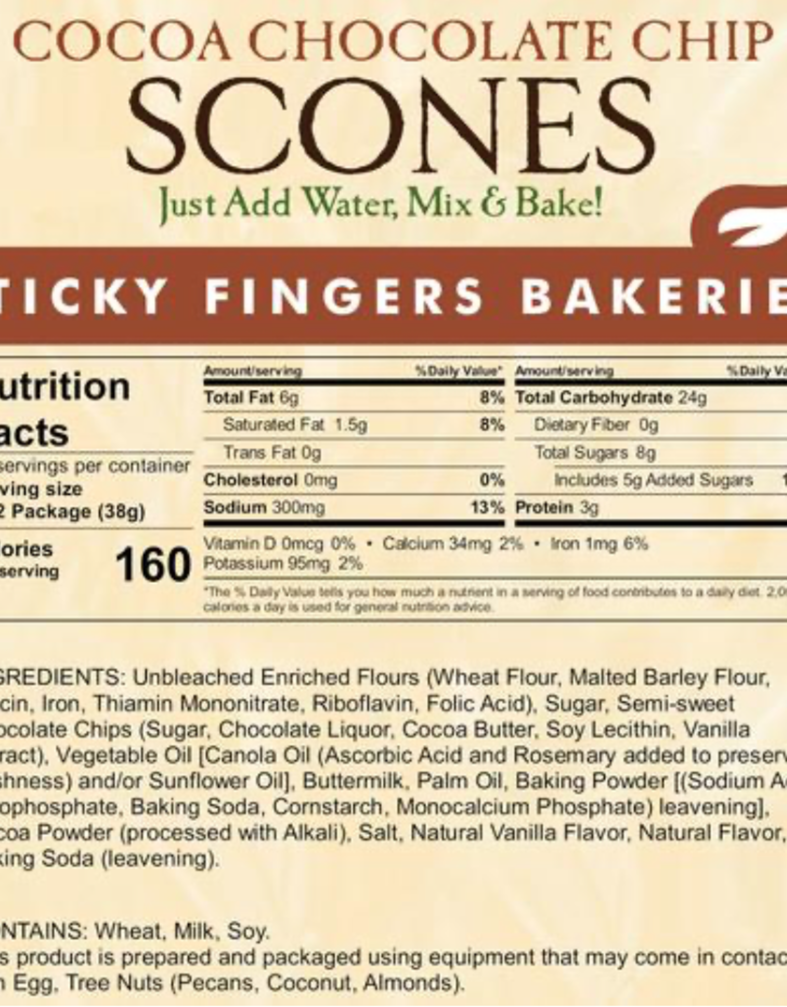 Sticky Fingers Bakery - Cocoa Chocolate Chip Scones Mix