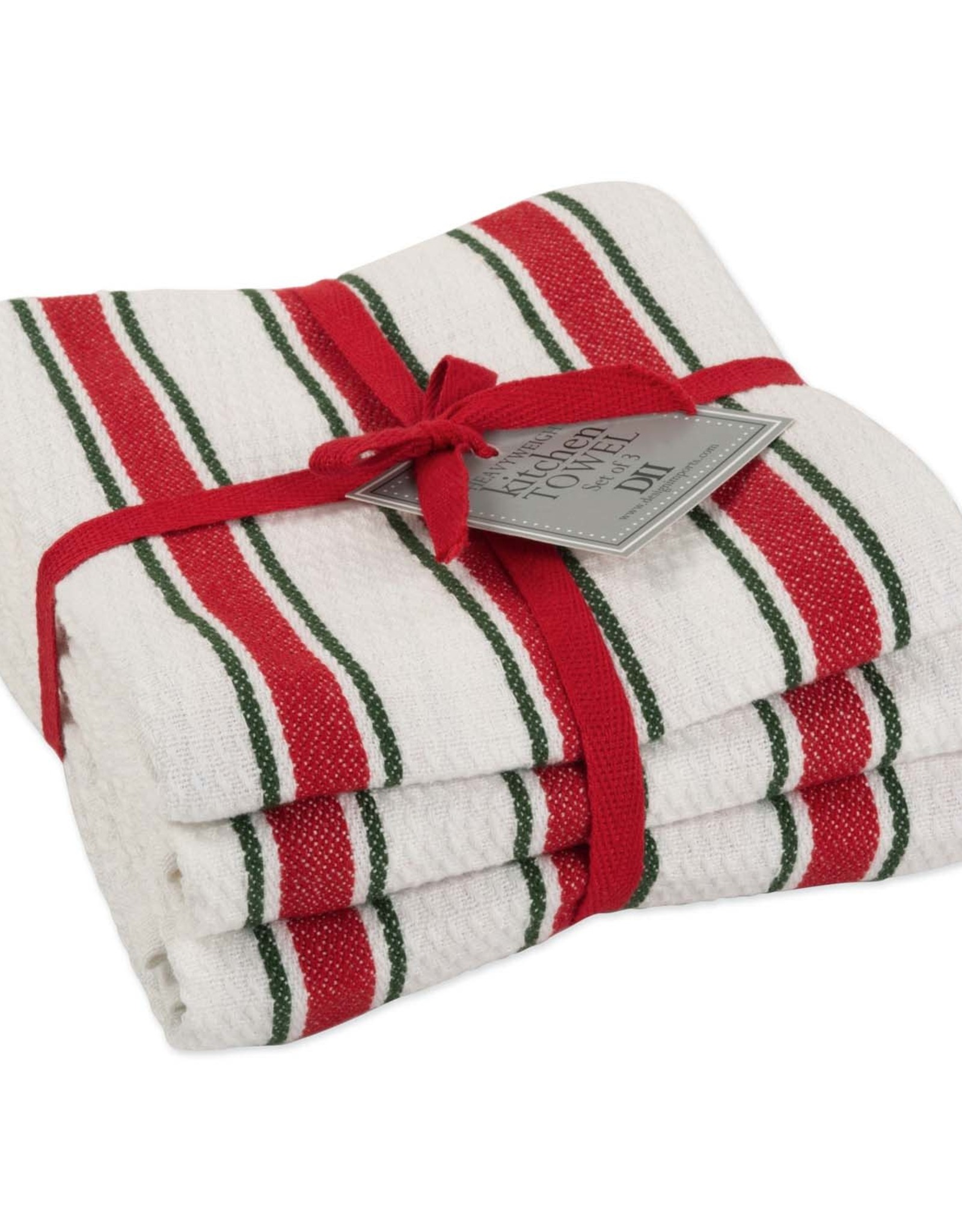 Christmas DII - Holiday Stripe Heavyweight - 2 Dish Towels & 1 Cloth (Set of 3)
