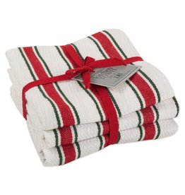 Christmas DII - Holiday Stripe Heavyweight - 2 Dish Towels & 1 Cloth (Set of 3)