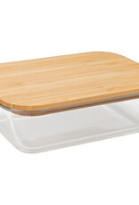 Kitchen BIA - Rectangular Glass Container with Bamboo Lid 8 oz