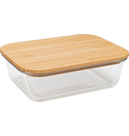 Kitchen BIA - Rectangular Glass Container with Bamboo Lid 8 oz
