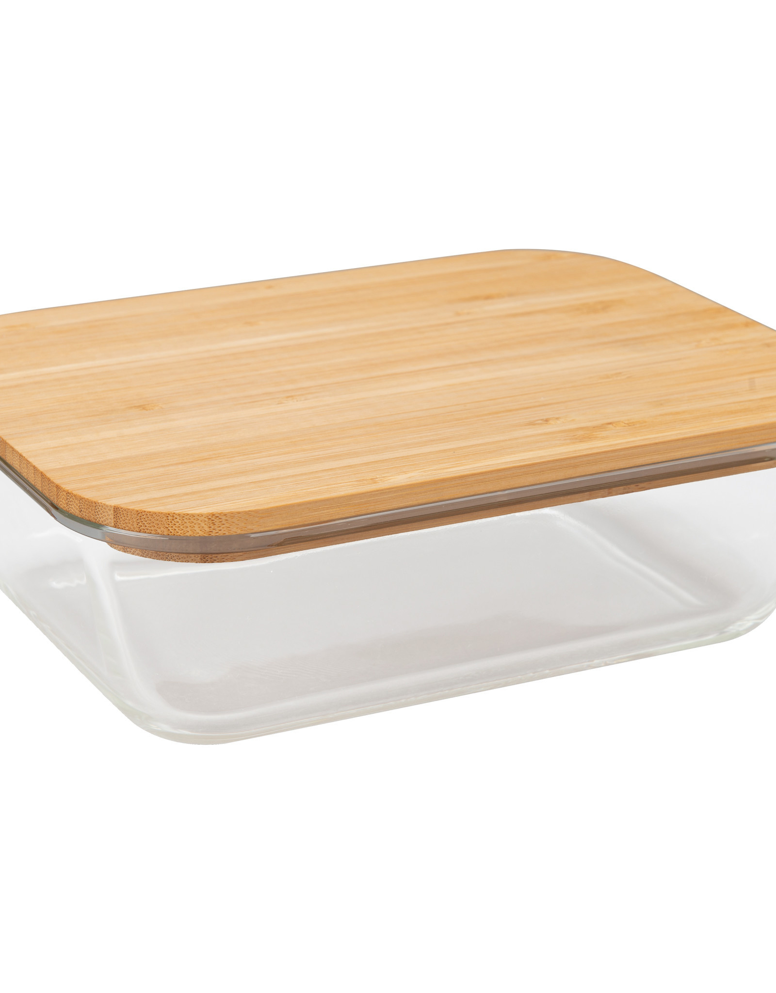 Kitchen BIA - Rectangular Glass Container with Bamboo Lid 38 oz