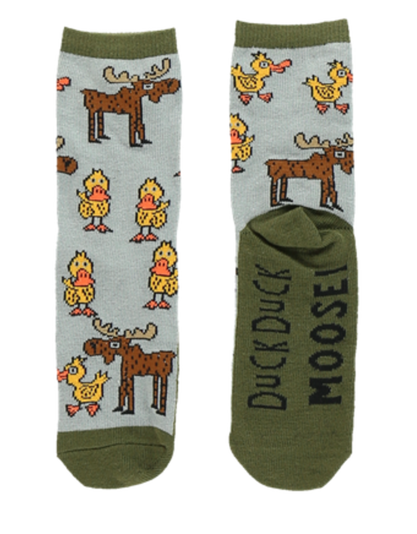Lazy One Kids Sock: Duck Duck Moose Grey (M)(5 - 7 Years)