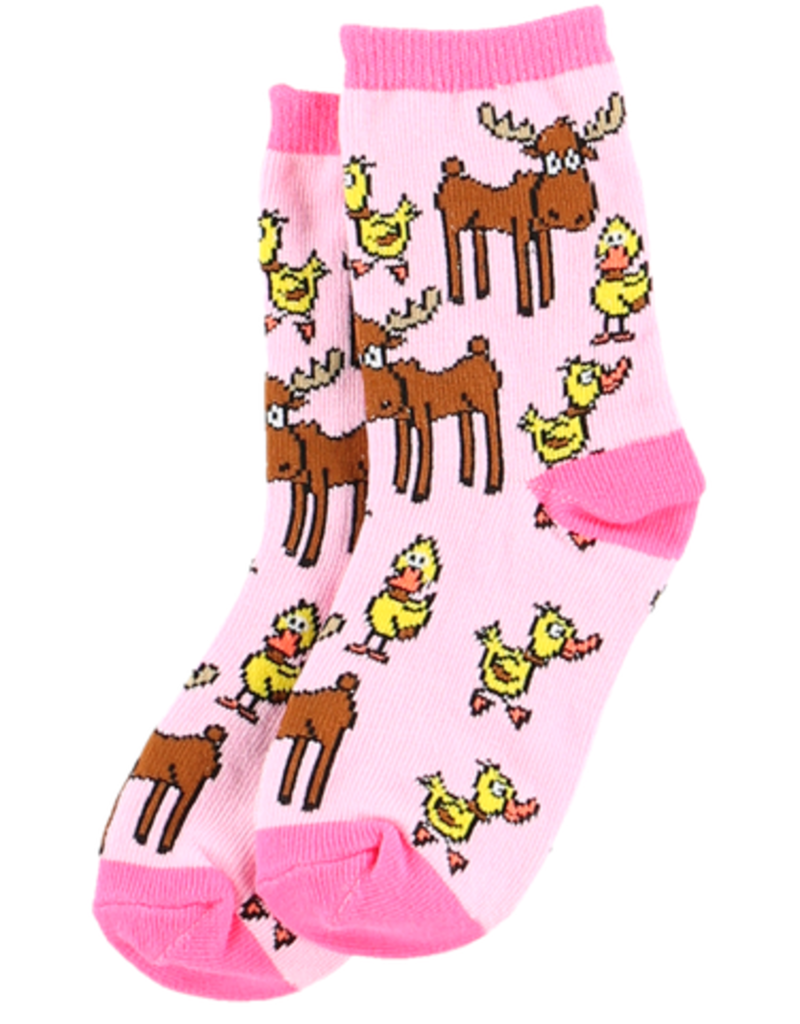 Lazy One Kids Sock: Duck Duck Moose Pink (M)(5 - 7 Years)