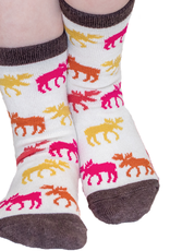 Lazy One Kids Sock: Don't Moose with Me Pink (S)(2 - 4 Years)