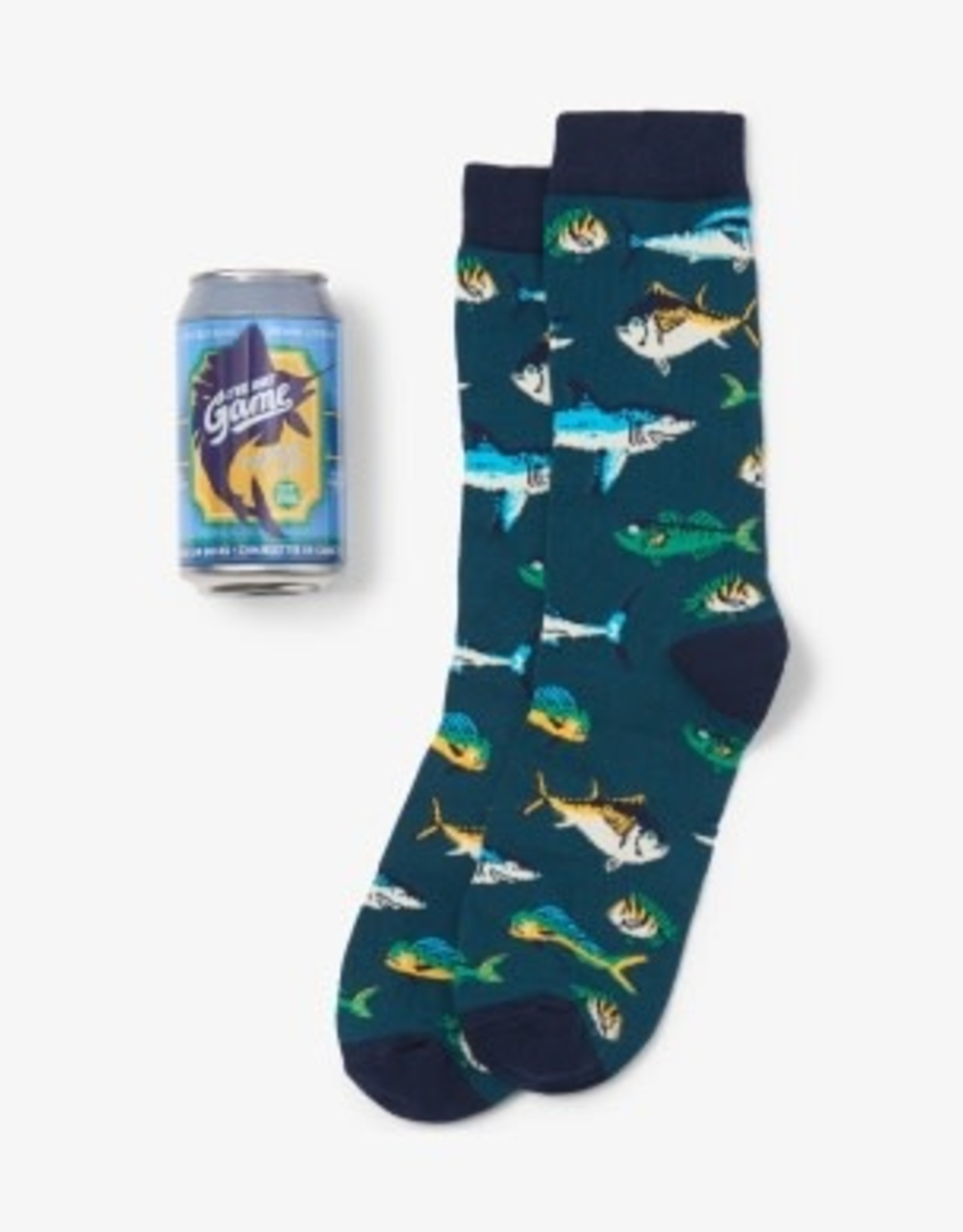 Apparel Little Blue House Beer Can Socks - Game Fish
