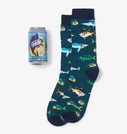 Apparel Little Blue House Beer Can Socks - Game Fish