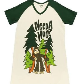Apparel Lazy One Women's Nightshirt - Need Hug Bigfoot S/M