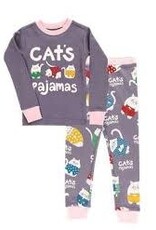 Kids Lazy One - Cats Blue PJ Set  (4T)