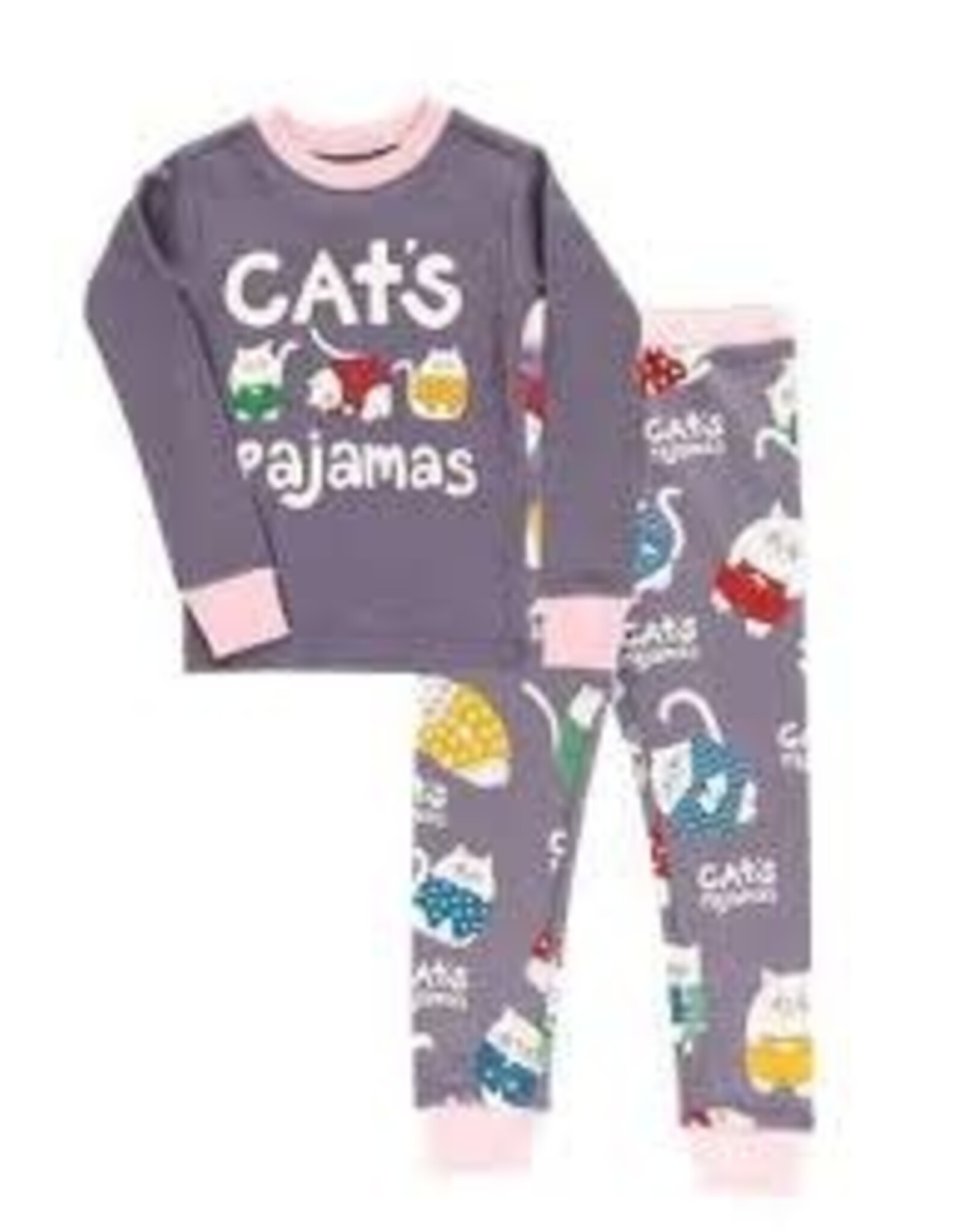 Kids Lazy One - Cats Blue PJ Set  (3T)