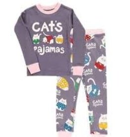 Kids Lazy One - Cats Blue PJ Set  (3T)