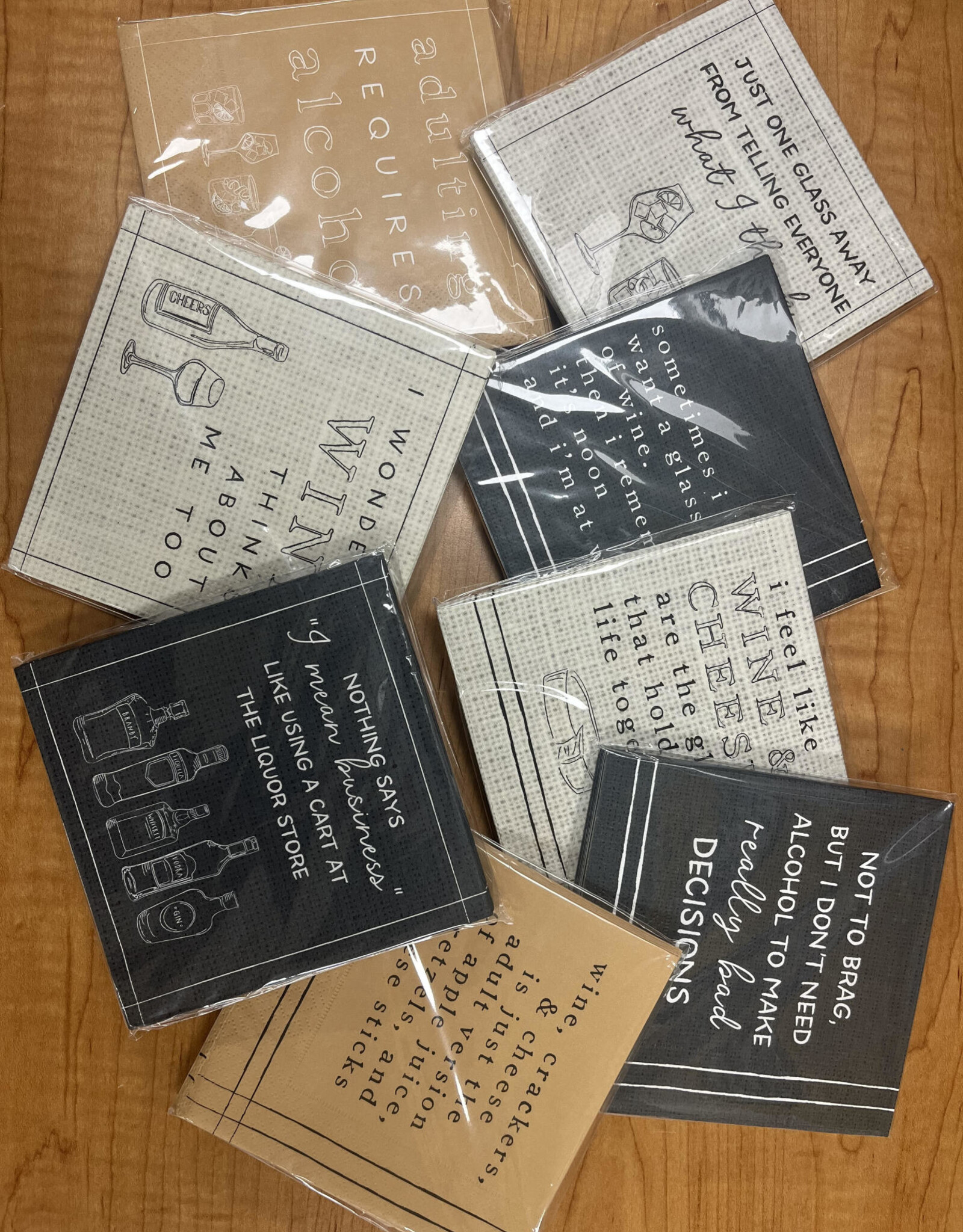 Kitchen Mud Pie - Wine Funny Napkin Packs Assorted