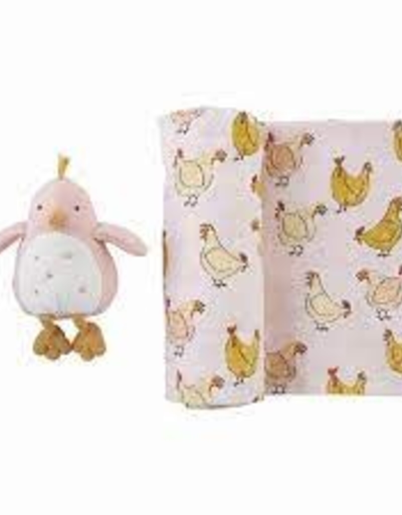 Kitchen Mud Pie - Pink Chick Swaddle and Rattle
