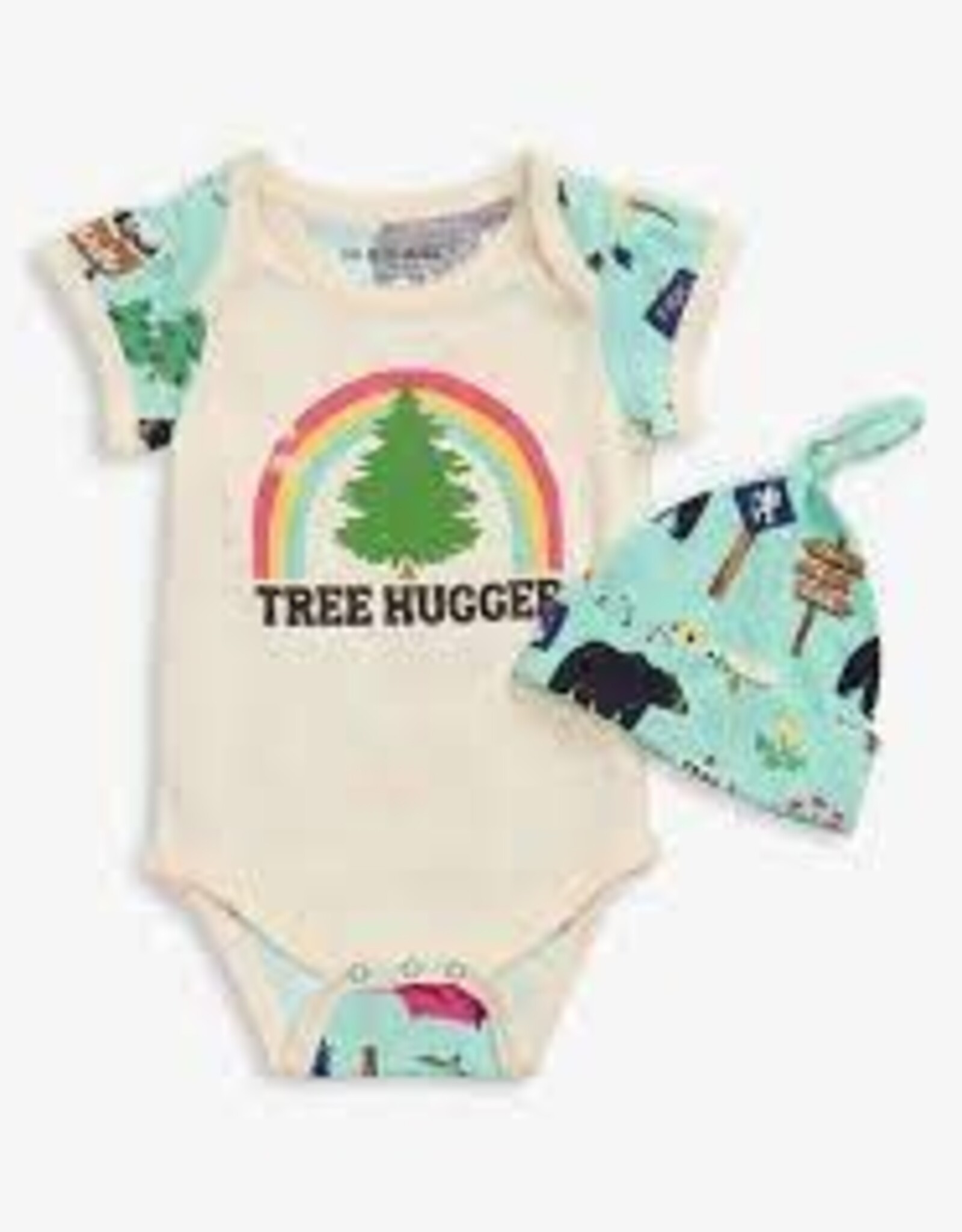 Kids Hatley - Tree Hugger Baby Bodysuit w/Hat (3-6)