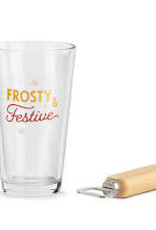 Christmas Demdaco - Frosty Festive Pilsner Glass & Opener Set