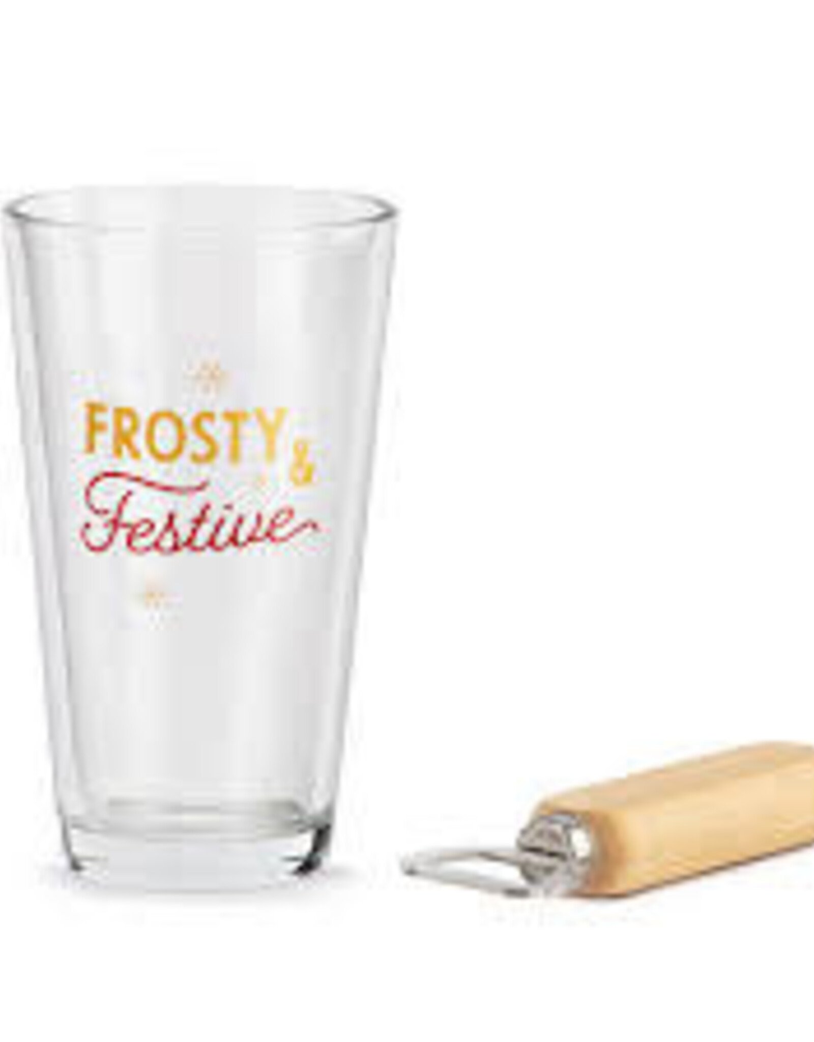 Christmas Demdaco - Frosty Festive Pilsner Glass & Opener Set
