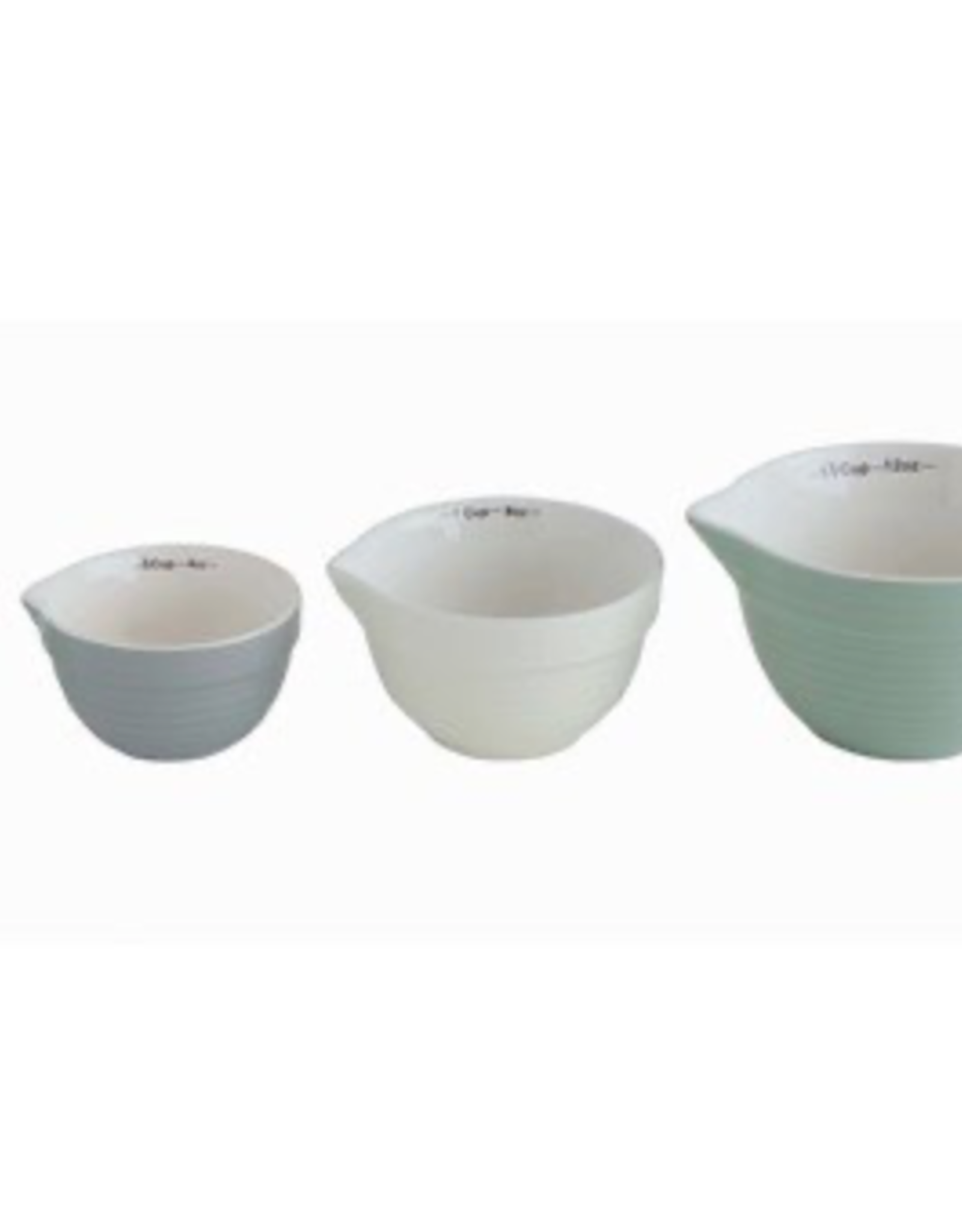 Kitchen Creative Co-op - Stoneware Batter Bowl Measuring Cups, Blue/Green (Set of 4)