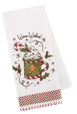 Christmas DII - Warm Wishes Hot Cocoa Embellished Dishtowel